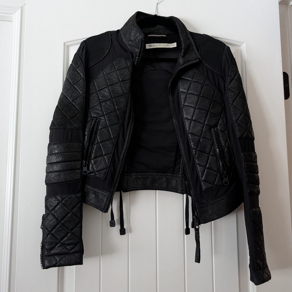 Blanc Noir Quilted Black Jacket